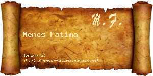 Mencs Fatima névjegykártya